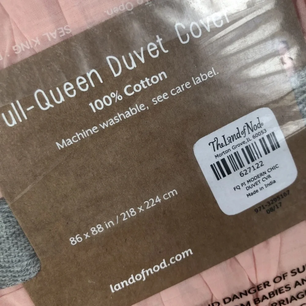 The Land of Nod Blush Ruffled cotton pink duvet FULL QUEEN size